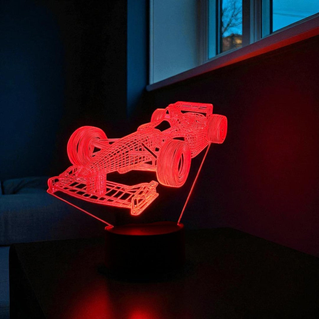 Lampa Iluzji 3D Formuła 1 – Wielokolorowa Lampka Nocna LED – widok produktu 2 | Nuvira Home