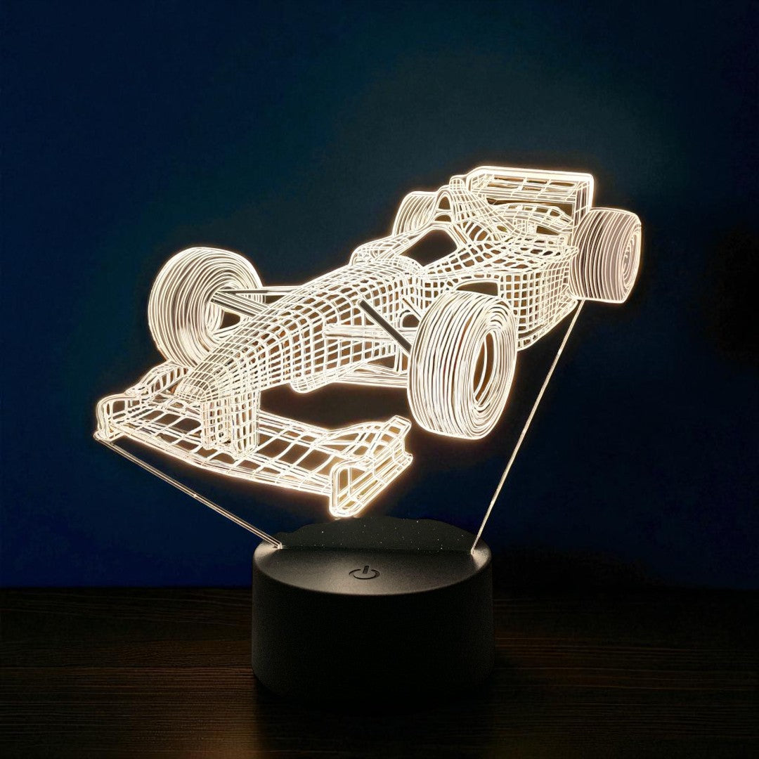 Lampa Iluzji 3D Formuła 1 – Wielokolorowa Lampka Nocna LED – widok produktu 3 | Nuvira Home