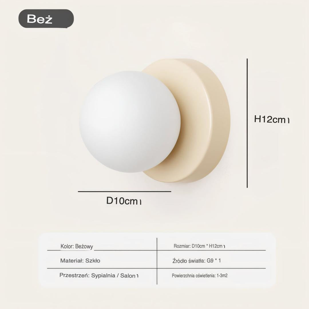 Lampa Ścienna LED – Biała Szklana Kula – widok produktu 13 | Nuvira Home