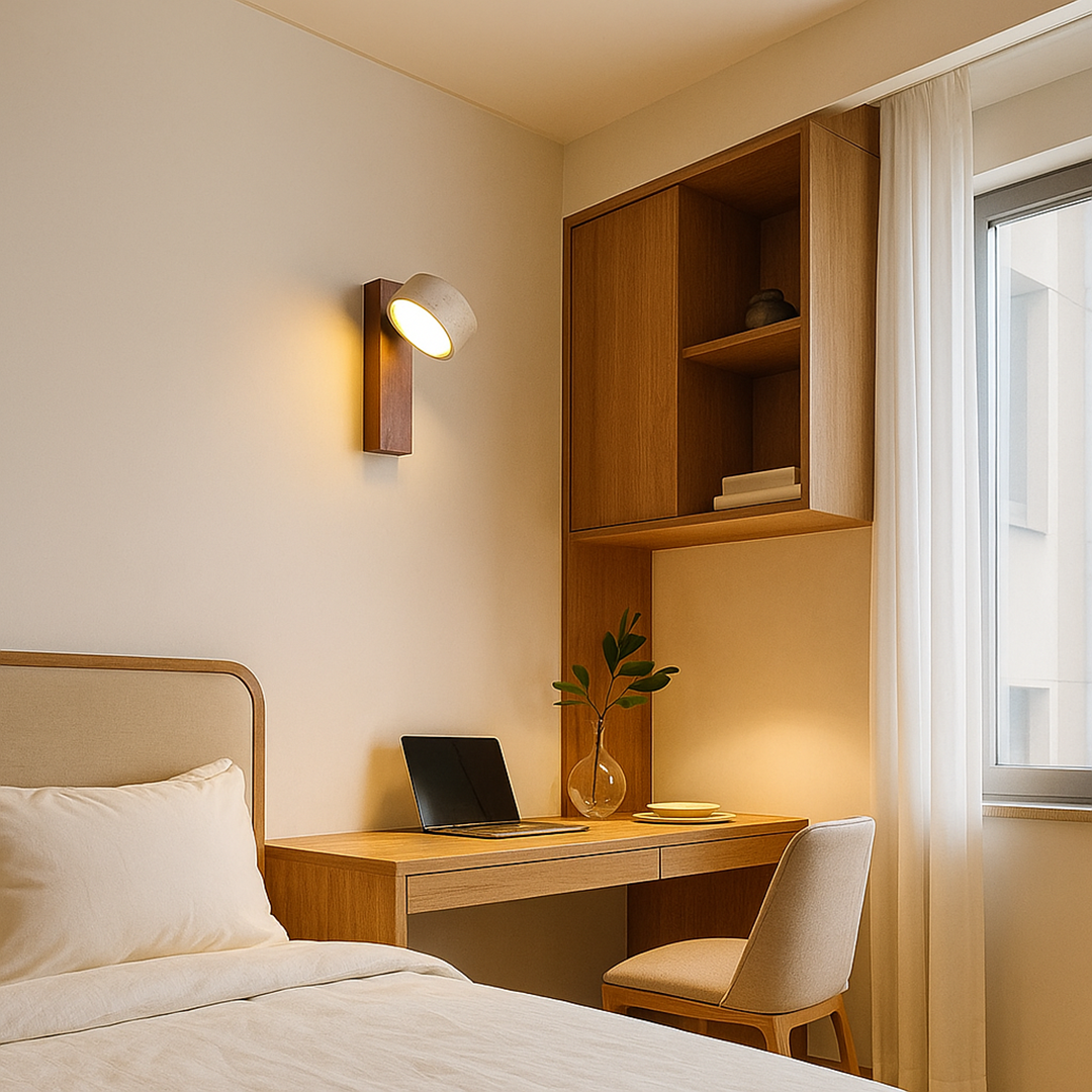 Lampa Ścienna Z Trawertynu – Regulowana Głowica – widok produktu 1 | Nuvira Home