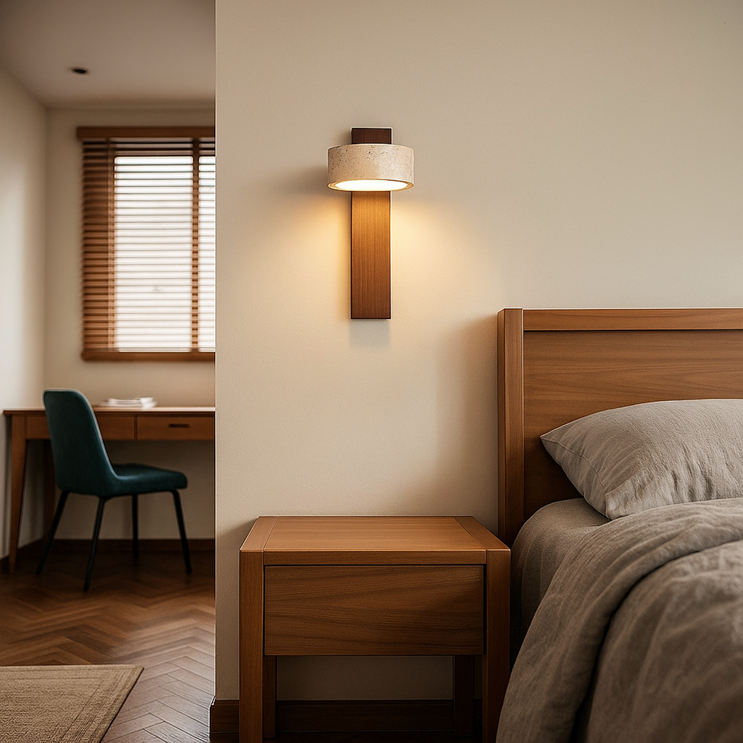 Lampa Ścienna Z Trawertynu – Regulowana Głowica – widok produktu 4 | Nuvira Home
