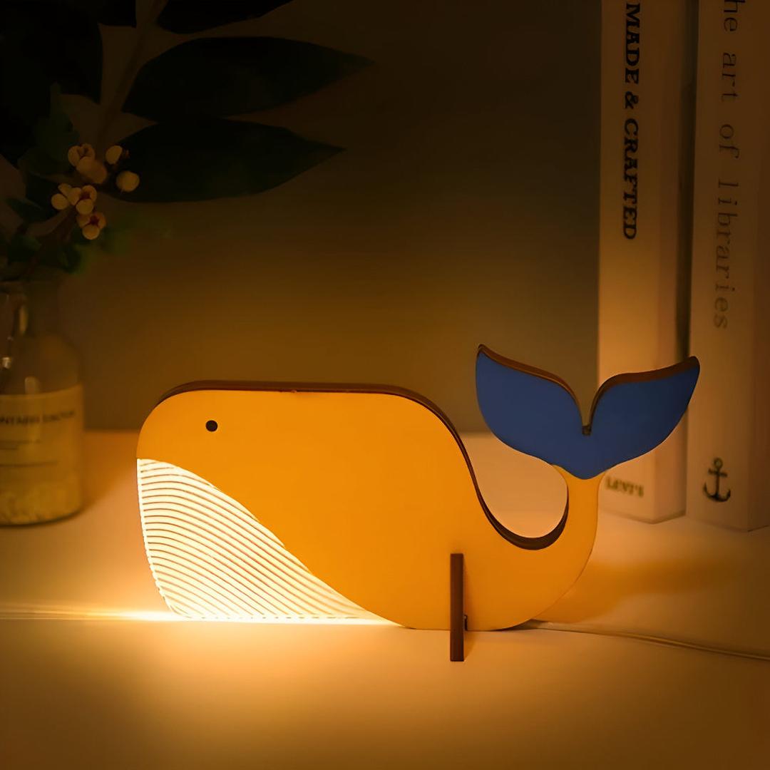 Lampa Stołowa LED – Drewno i Akryl Design Zwierzęcy – widok produktu 4 | Nuvira Home