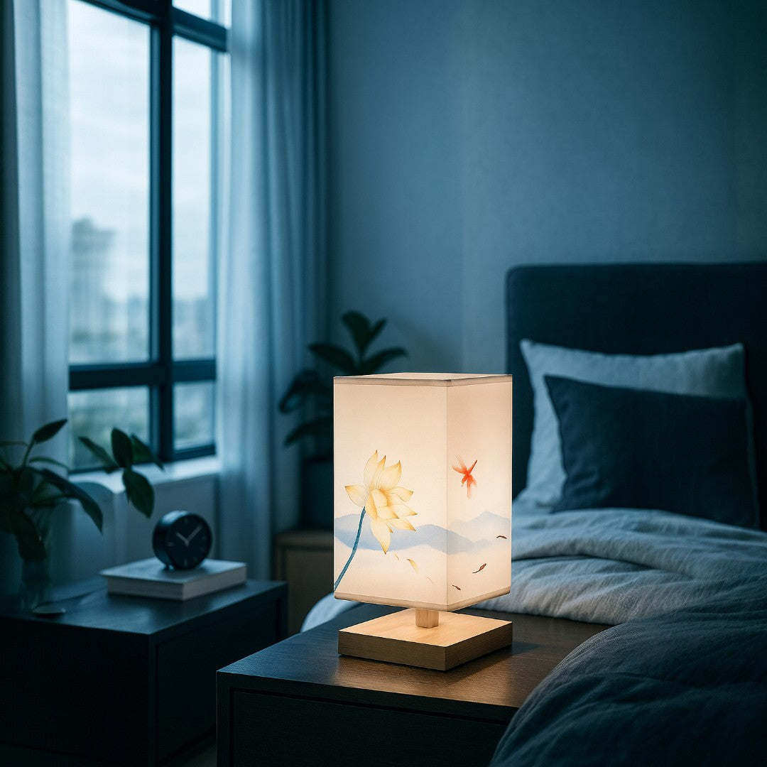 Lampa Stołowa W Stylu Japandi – Drewniana Podstawa – widok produktu 1 | Nuvira Home