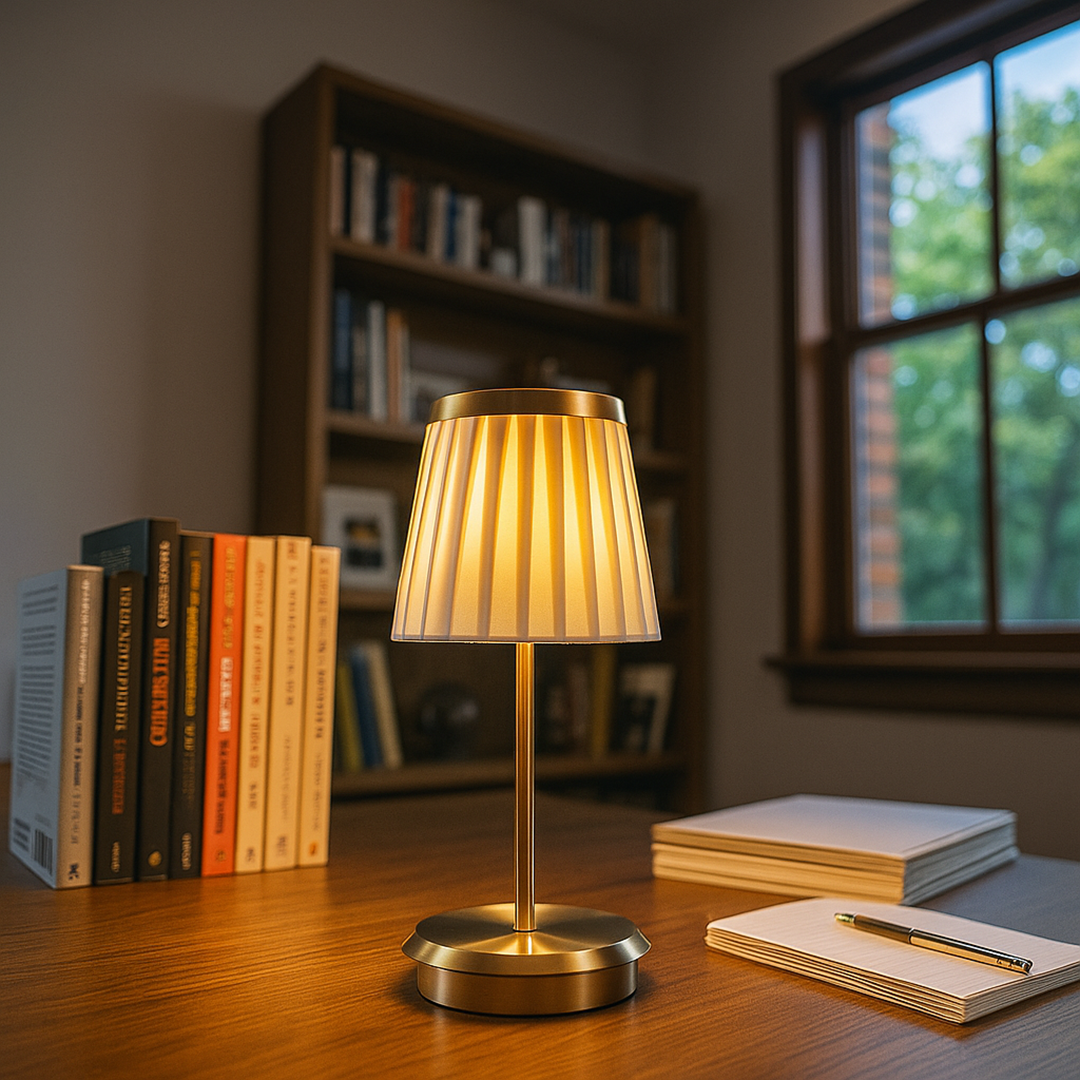 Lampa stołowa z materiałowym abażurem – Idealna do czytania – widok produktu 3 | Nuvira Home