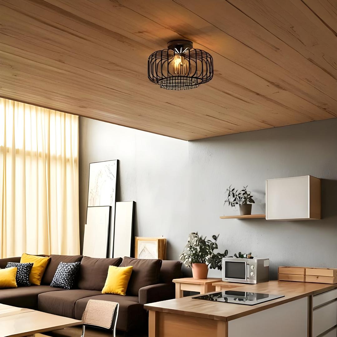 Lampa Sufitowa W Stylu Klatki – Czarna – widok produktu 2 | Nuvira Home