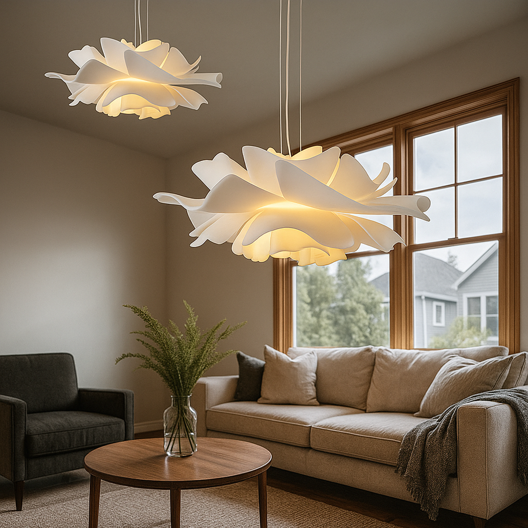 Lampa wisząca biała nowoczesna – Lampa sufitowa we wzór kwiatowy – widok produktu 4 | Nuvira Home