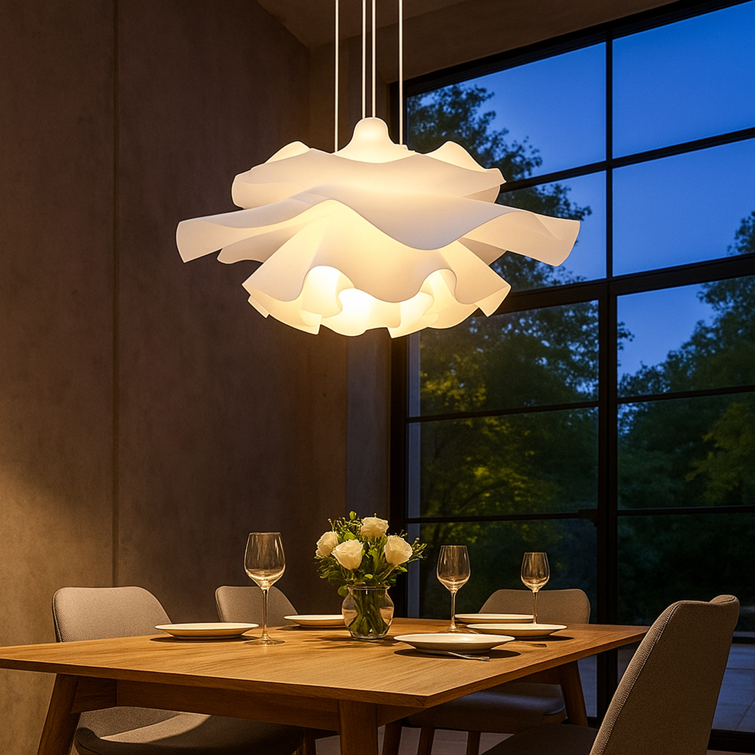 Lampa wisząca biała nowoczesna – Lampa sufitowa we wzór kwiatowy – widok produktu 5 | Nuvira Home