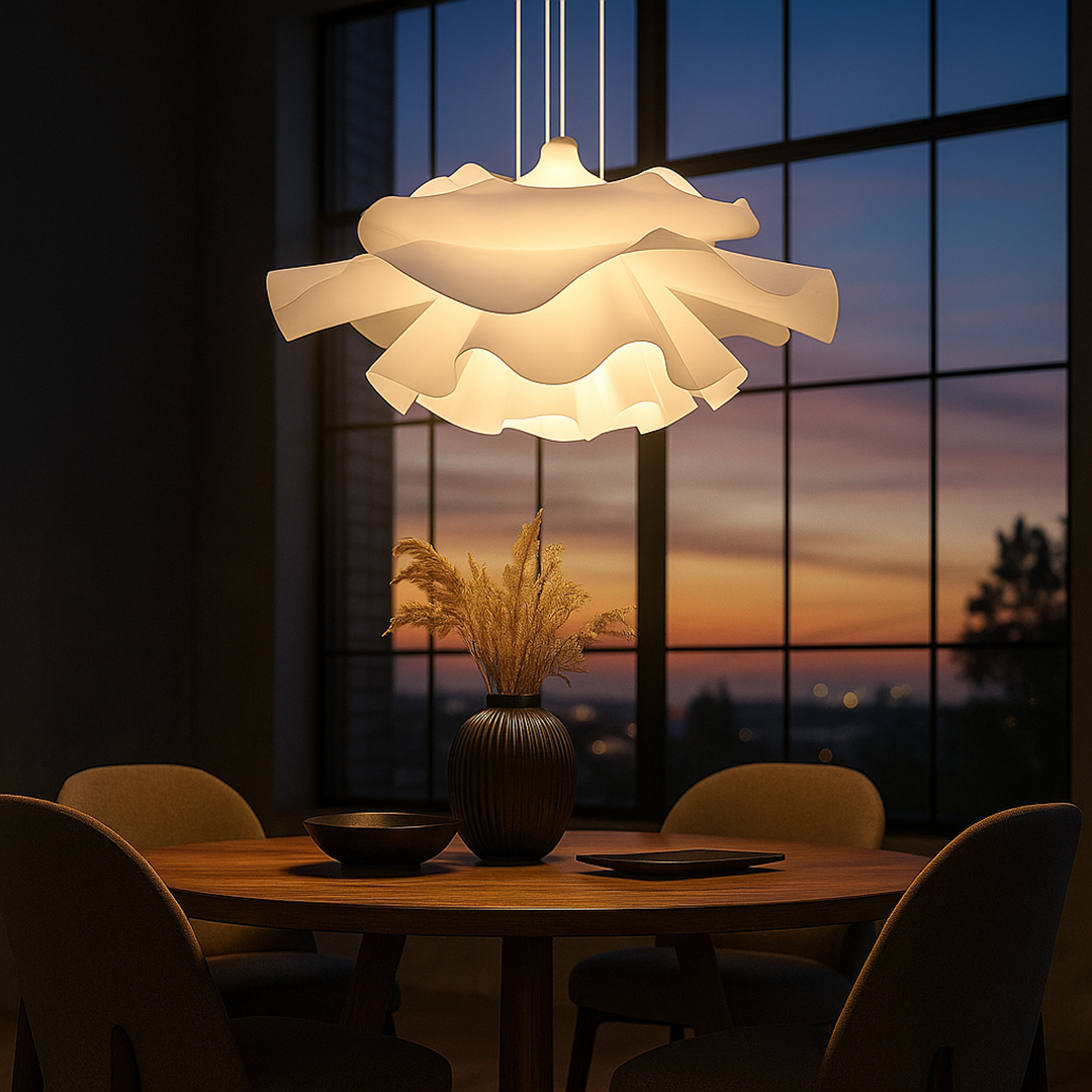 Lampa wisząca biała nowoczesna – Lampa sufitowa we wzór kwiatowy – widok produktu 6 | Nuvira Home