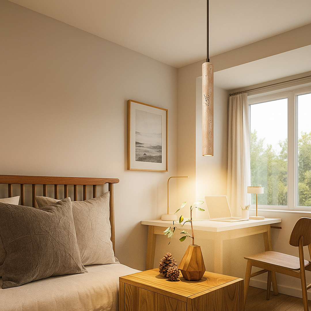 Lampa Wisząca Z Trawertynu – Regulowany Przewód – widok produktu 1 | Nuvira Home