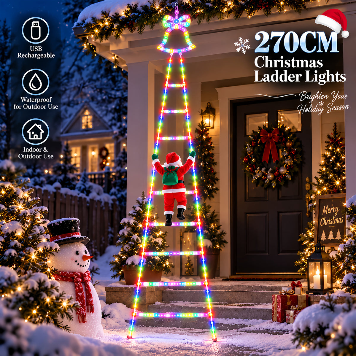 Lampki Świąteczne Drabina z Mikołajem 270 cm – widok produktu 5 | Nuvira Home