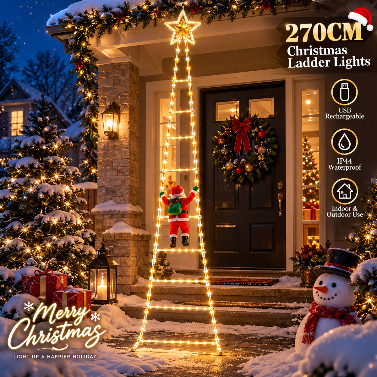 Lampki Świąteczne Drabina z Mikołajem 270 cm – widok produktu 6 | Nuvira Home