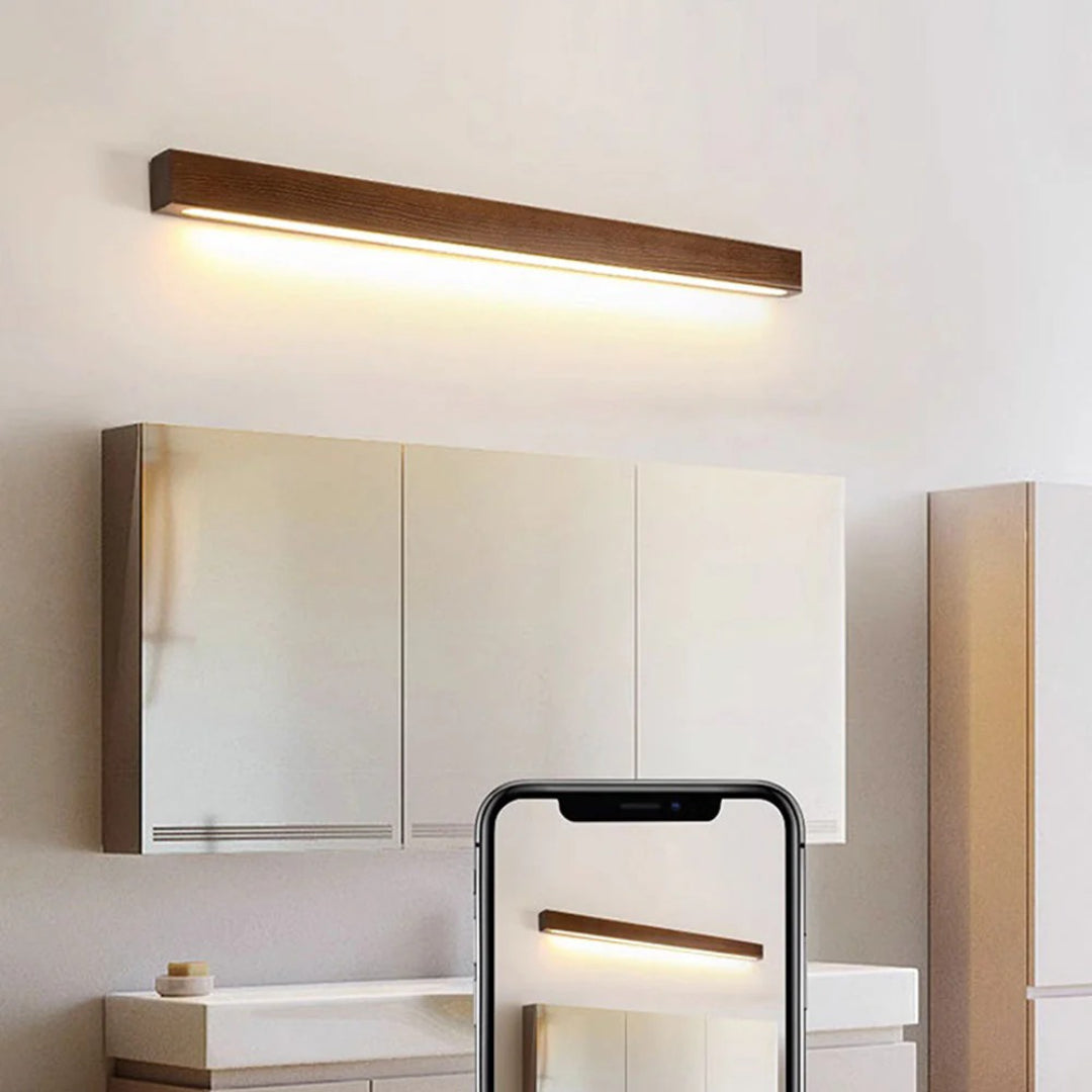 Liniowa drewniana lampa ścienna – widok produktu 5 | Nuvira Home