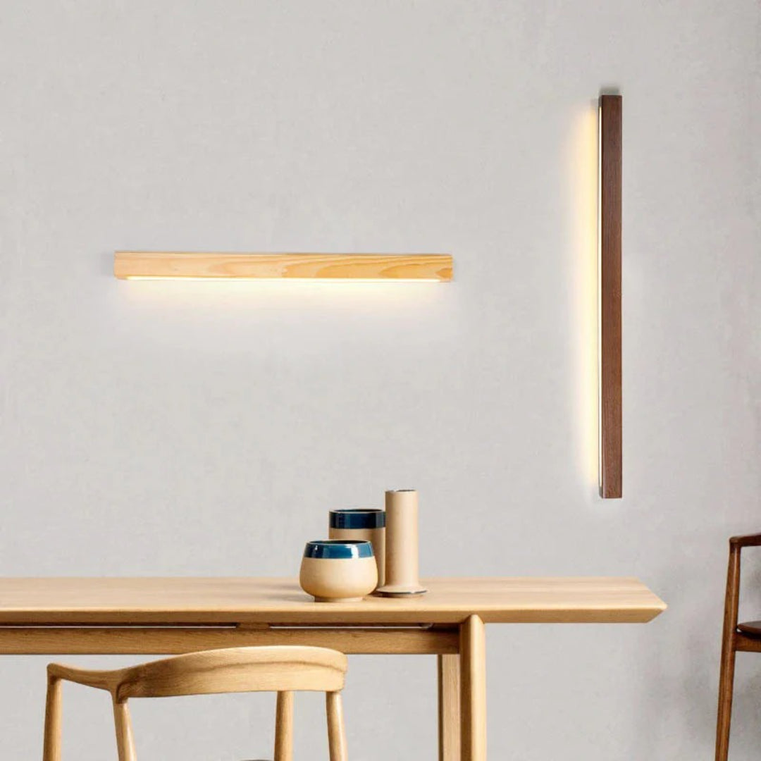 Liniowa drewniana lampa ścienna – widok produktu 6 | Nuvira Home