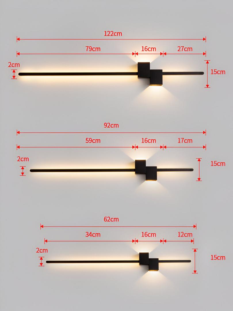 Liniowa Lampa Ścienna LED – Czarny Design – widok produktu 14 | Nuvira Home