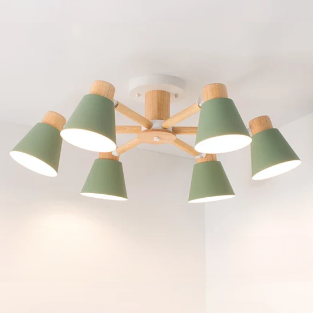 Luksusowa Lampa Sufitowa LED z Drewnianą Ramą – Designerski Styl – widok produktu 4 | Nuvira Home