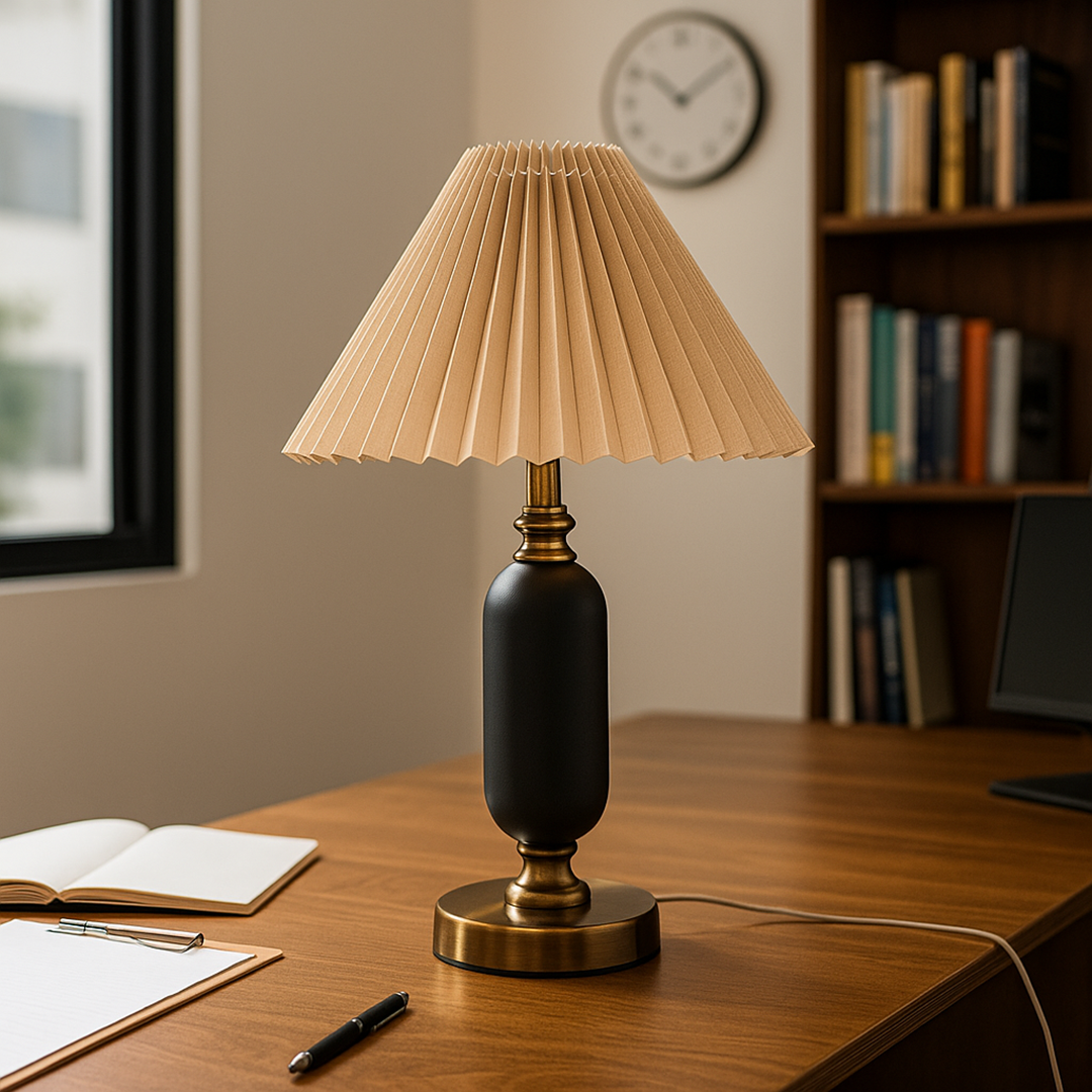 Metalowa Lampa Stołowa – Żelazo Tkanina – widok produktu 3 | Nuvira Home