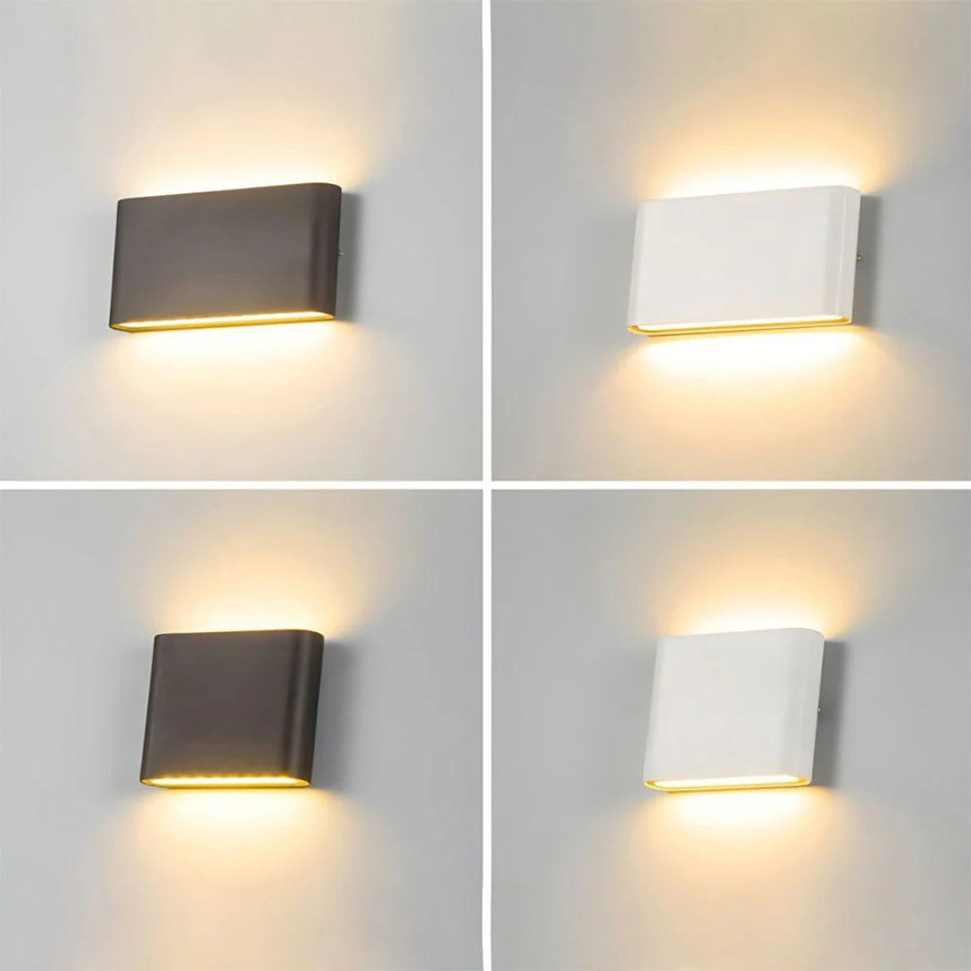 Minimalistyczna prostokątna zewnętrzna lampa ścienna – widok produktu 9 | Nuvira Home