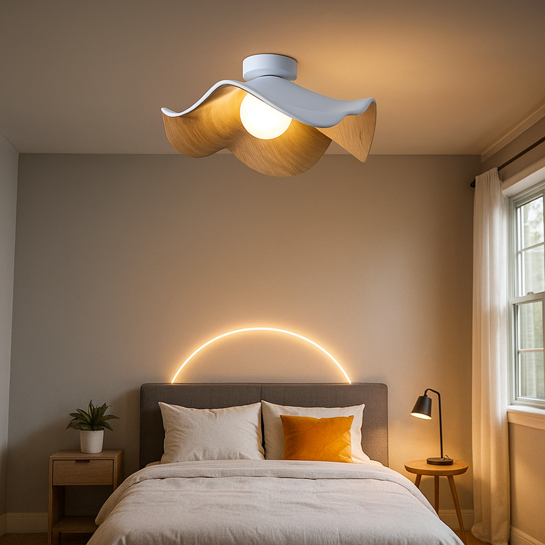 Nordycka drewniana lampa sufitowa – Rzeźbiarska forma – widok produktu 7 | Nuvira Home