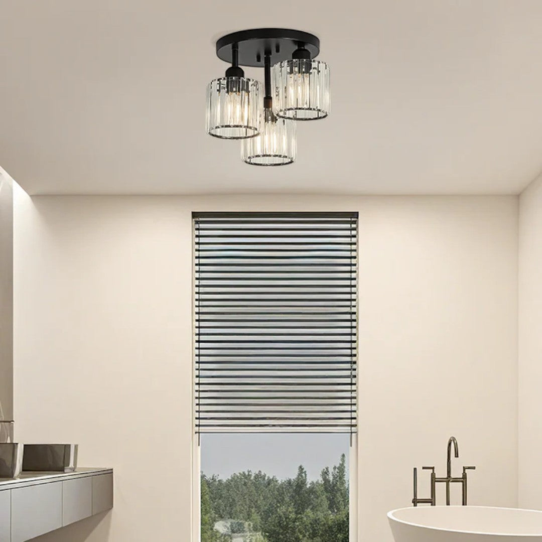 Nowoczesna Kryształowa Lampa Sufitowa Półnatynkowa do Sypialni – widok produktu 20 | Nuvira Home