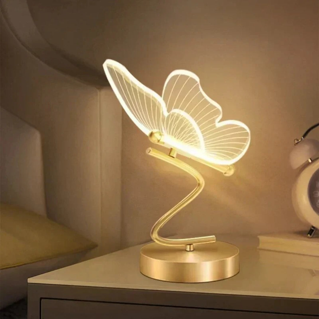 Nowoczesna lampa stołowa LED w kształcie motyla – widok produktu 1 | Nuvira Home