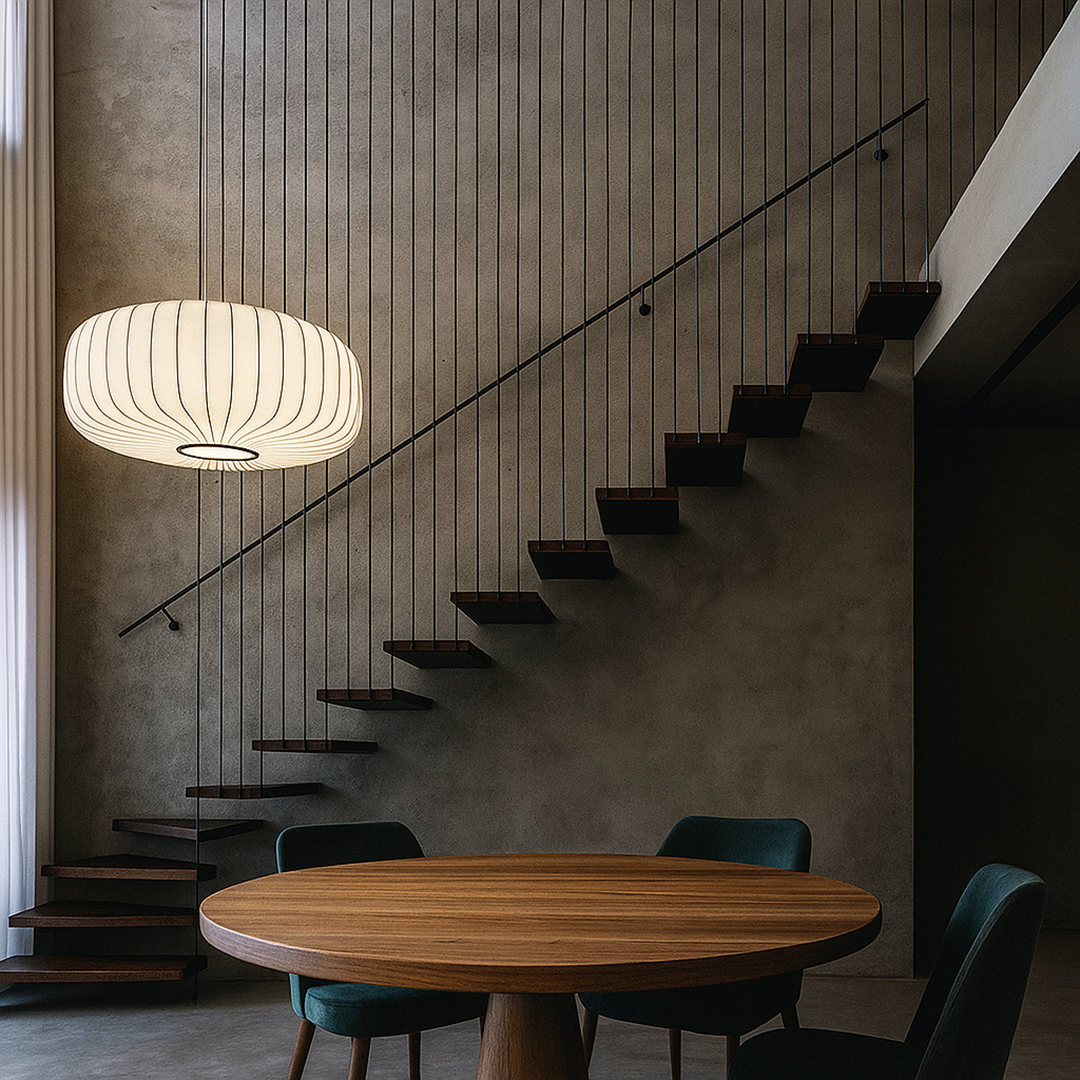 Nowoczesna Lampa Wisząca Z Materiałowym Kloszem – Do Jadalni – widok produktu 3 | Nuvira Home