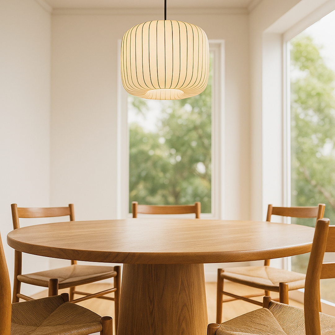 Nowoczesna Lampa Wisząca Z Materiałowym Kloszem – Do Jadalni – widok produktu 6 | Nuvira Home