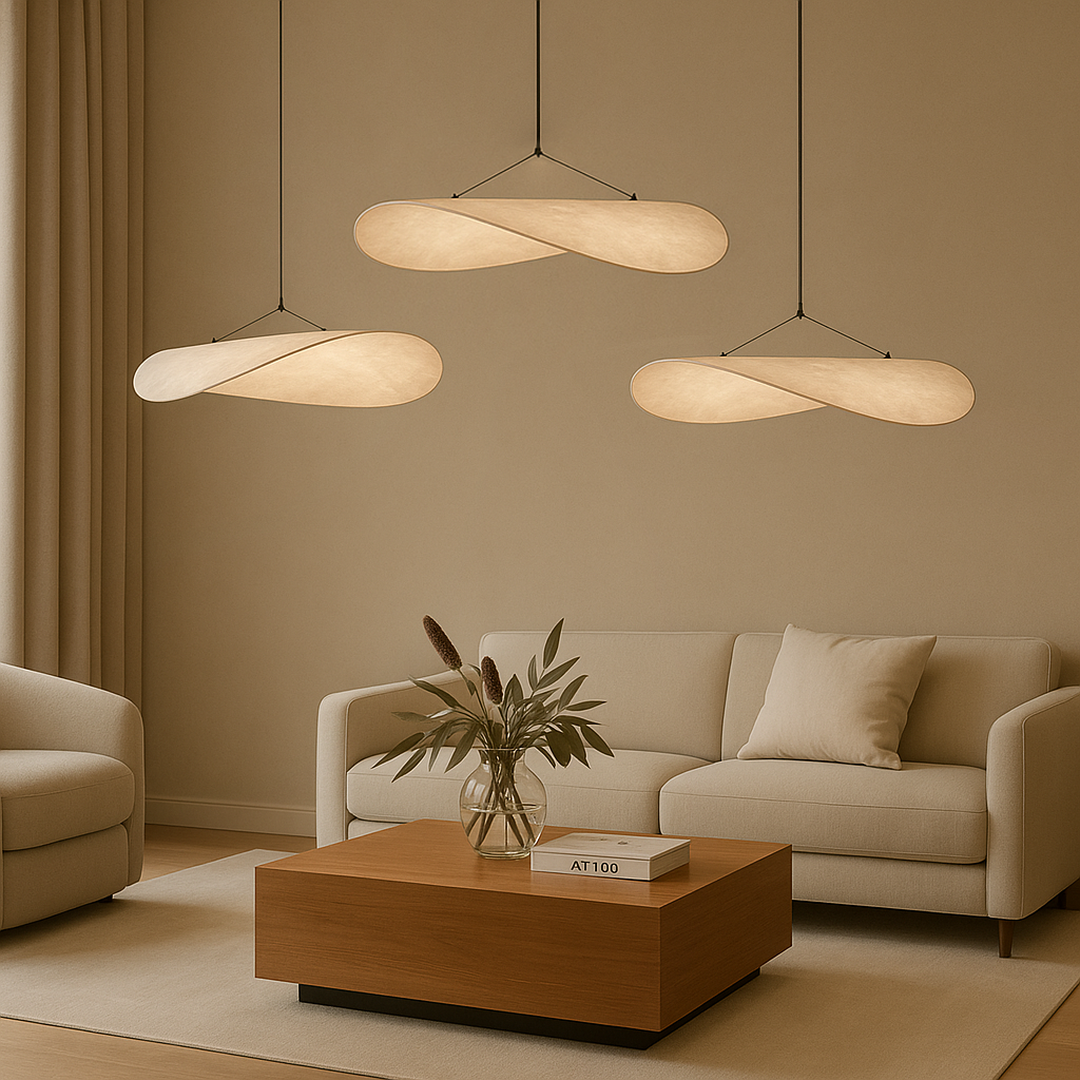 Nowoczesna Rzeźbiarska Lampa Wisząca Z Jedwabiu – Artystyczny Design – widok produktu 3 | Nuvira Home