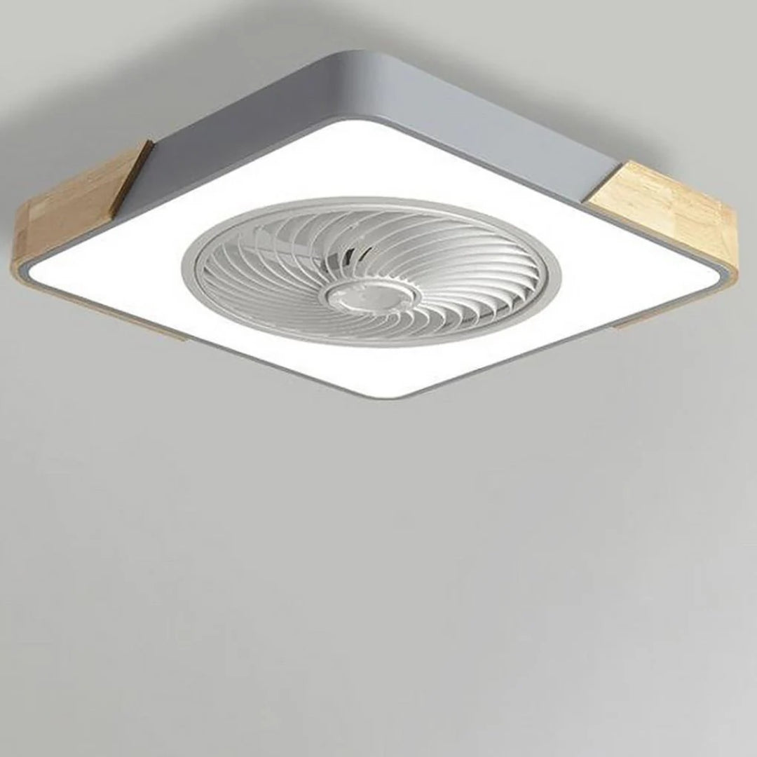 Nowoczesny drewniany wentylator sufitowy z lampą LED – widok produktu 6 | Nuvira Home