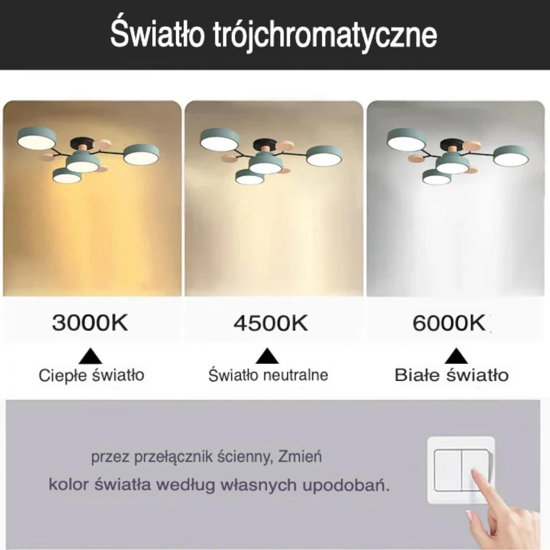 Nowoczesny Okrągły Żyrandol LED Półnatynkowy z Żelaza – widok produktu 6 | Nuvira Home