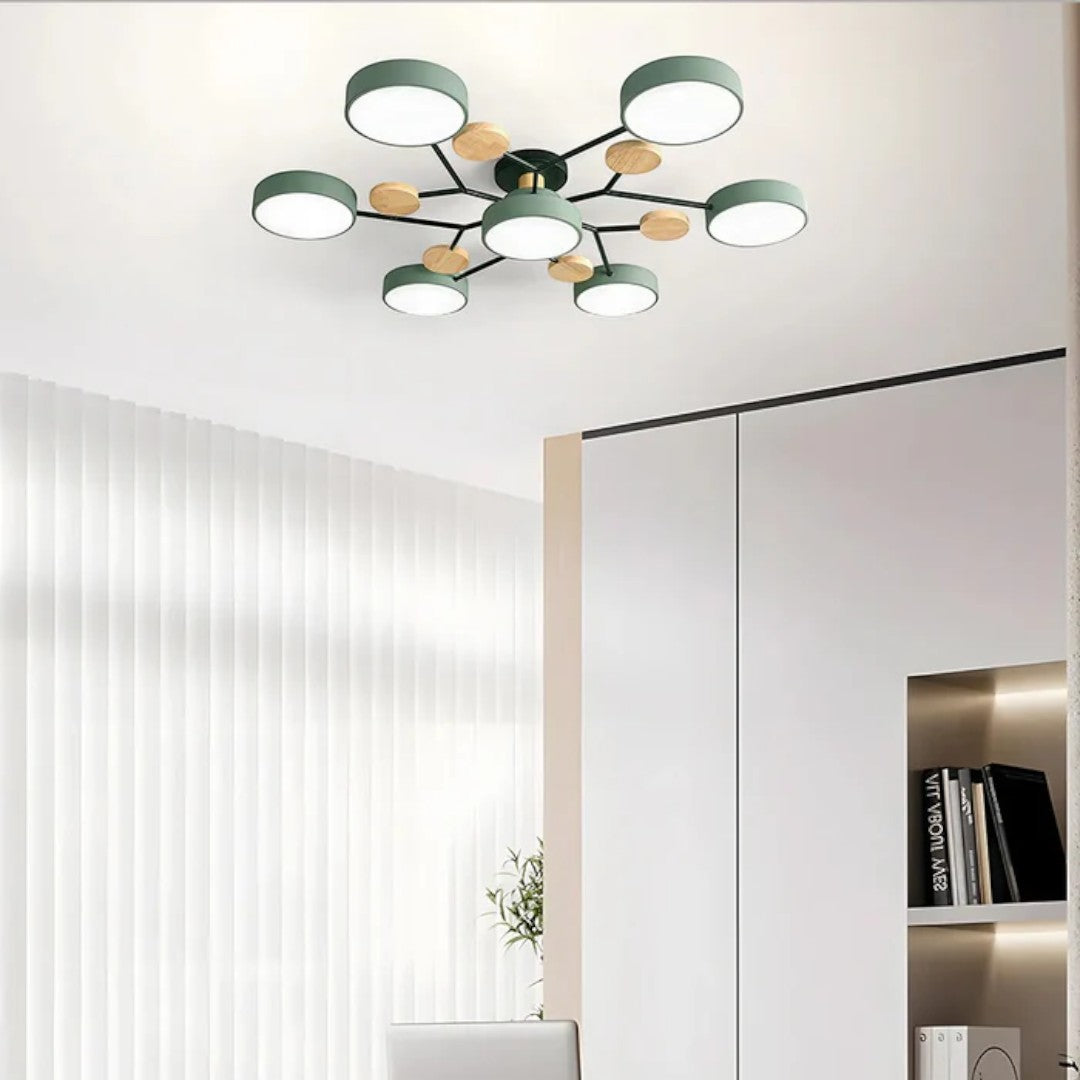 Nowoczesny Okrągły Żyrandol LED Półnatynkowy z Żelaza – widok produktu 16 | Nuvira Home