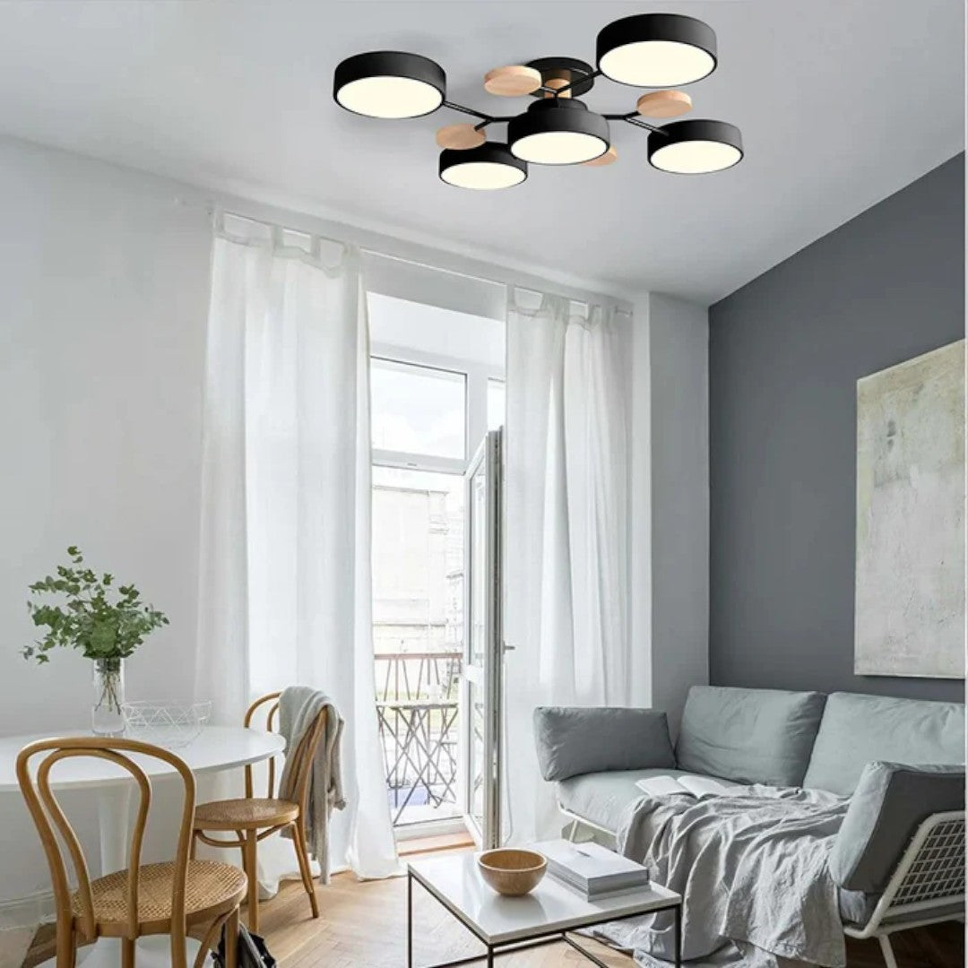 Nowoczesny Okrągły Żyrandol LED Półnatynkowy z Żelaza – widok produktu 17 | Nuvira Home