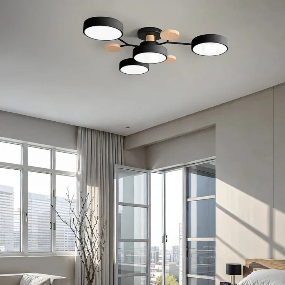 Nowoczesny Okrągły Żyrandol LED Półnatynkowy z Żelaza – widok produktu 20 | Nuvira Home