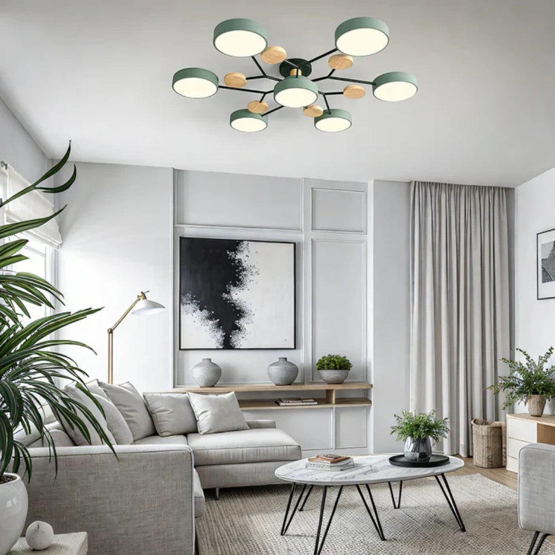 Nowoczesny Okrągły Żyrandol LED Półnatynkowy z Żelaza – widok produktu 24 | Nuvira Home