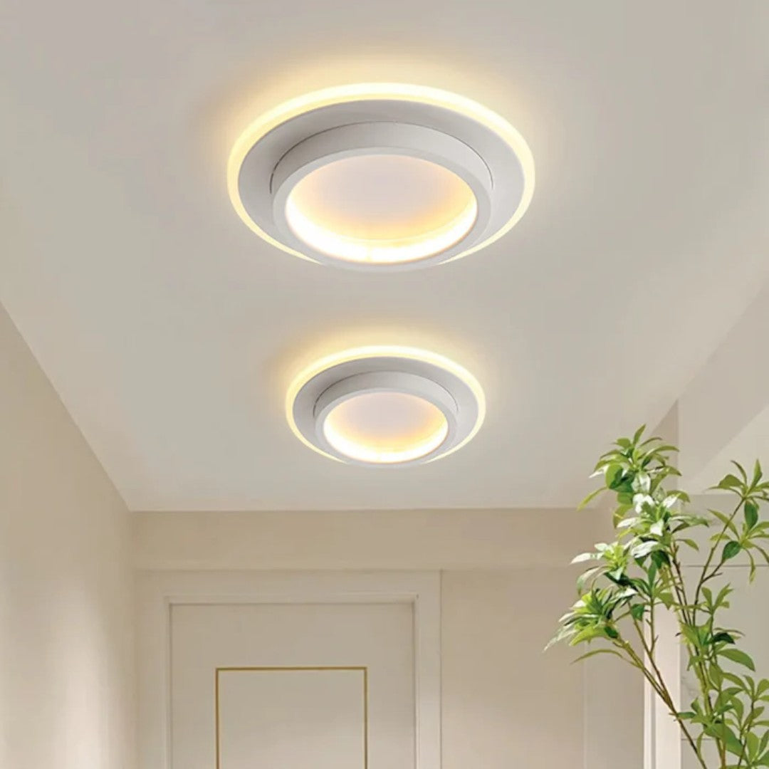 Okrągła Lampa Sufitowa LED do Przedpokoju z Metalu i Akrylu – widok produktu 5 | Nuvira Home