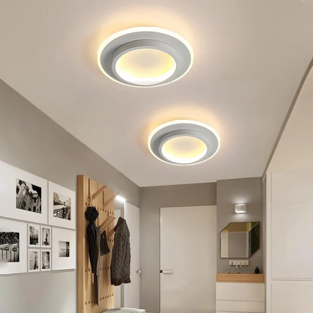 Okrągła Lampa Sufitowa LED do Przedpokoju z Metalu i Akrylu – widok produktu 8 | Nuvira Home