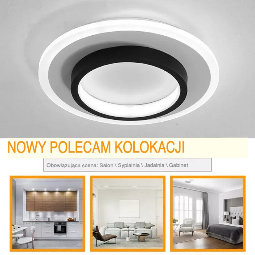 Okrągła Lampa Sufitowa LED do Przedpokoju z Metalu i Akrylu – widok produktu 12 | Nuvira Home