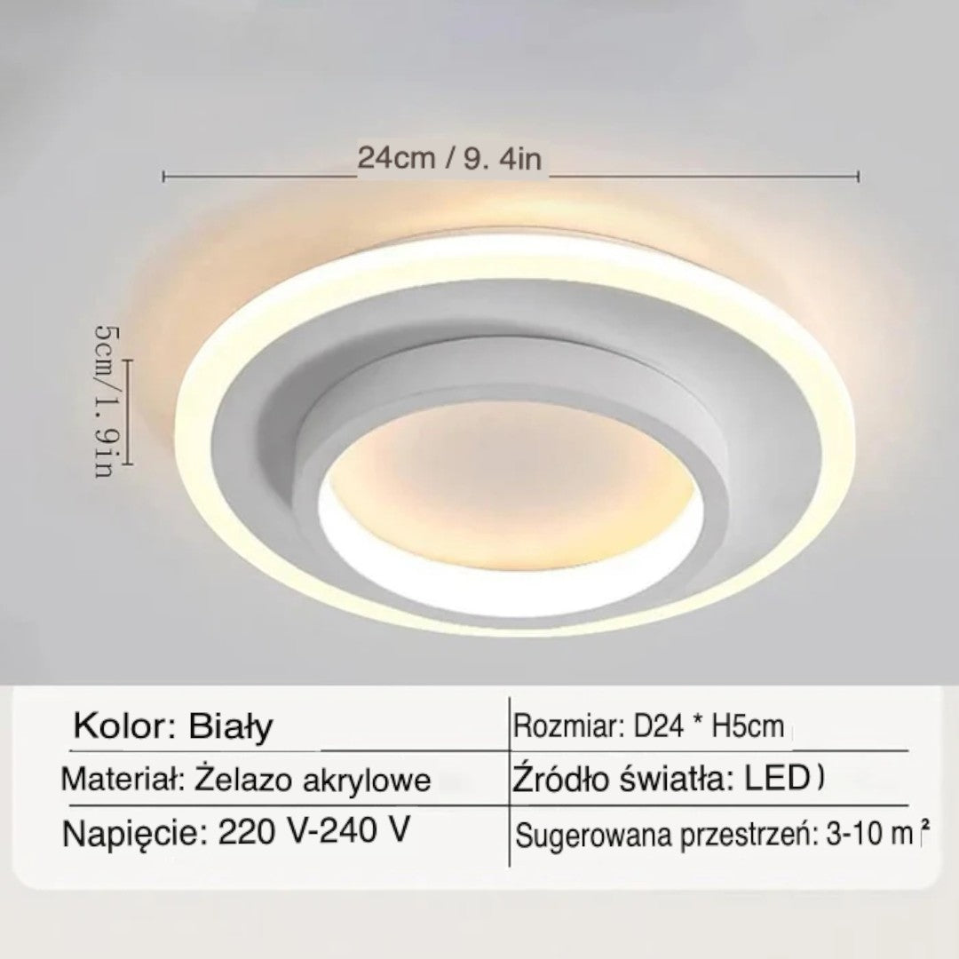 Okrągła Lampa Sufitowa LED do Przedpokoju z Metalu i Akrylu – widok produktu 15 | Nuvira Home