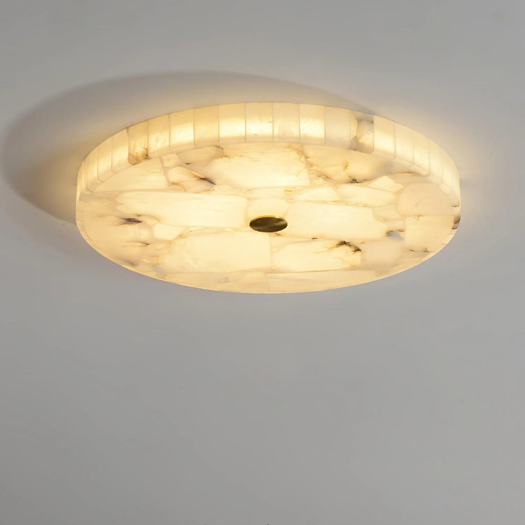 Okrągła lampa sufitowa z alabastru o naturalnym wyglądzie – widok produktu 19 | Nuvira Home