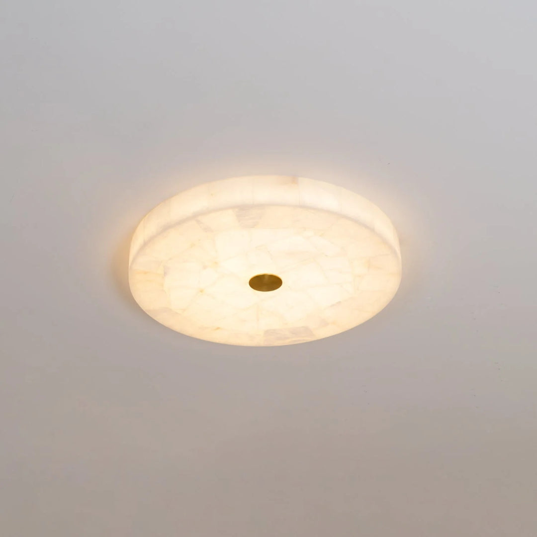 Okrągła lampa sufitowa z alabastru o naturalnym wyglądzie – widok produktu 25 | Nuvira Home
