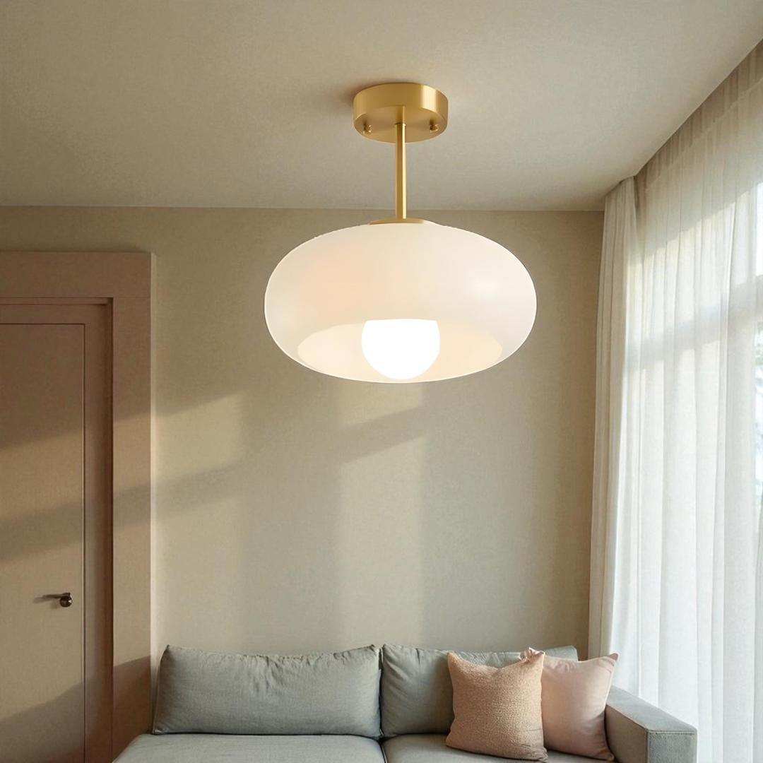 Okrągła Szklana Lampa Sufitowa – Nowoczesny Design – widok produktu 1 | Nuvira Home
