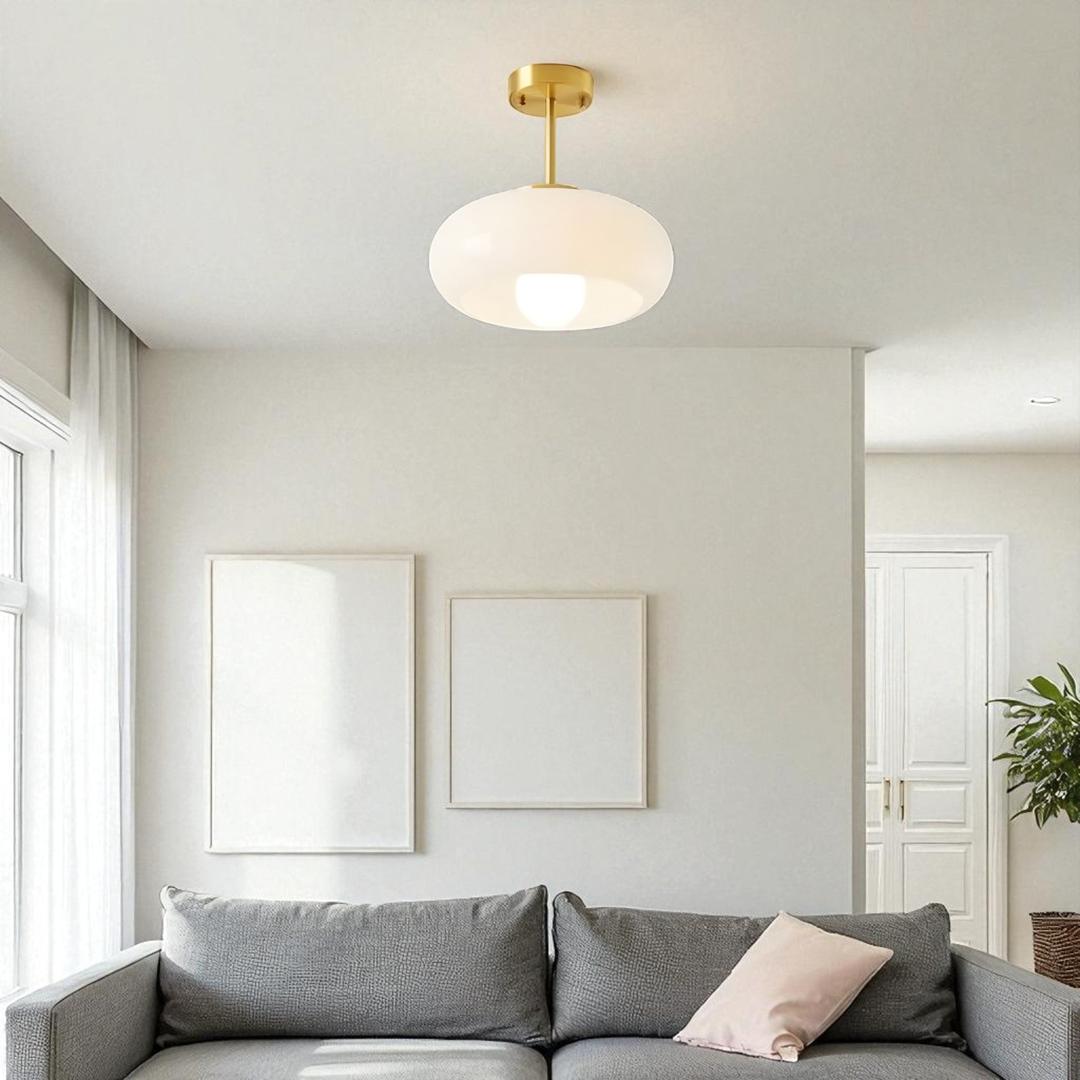 Okrągła Szklana Lampa Sufitowa – Nowoczesny Design – widok produktu 2 | Nuvira Home