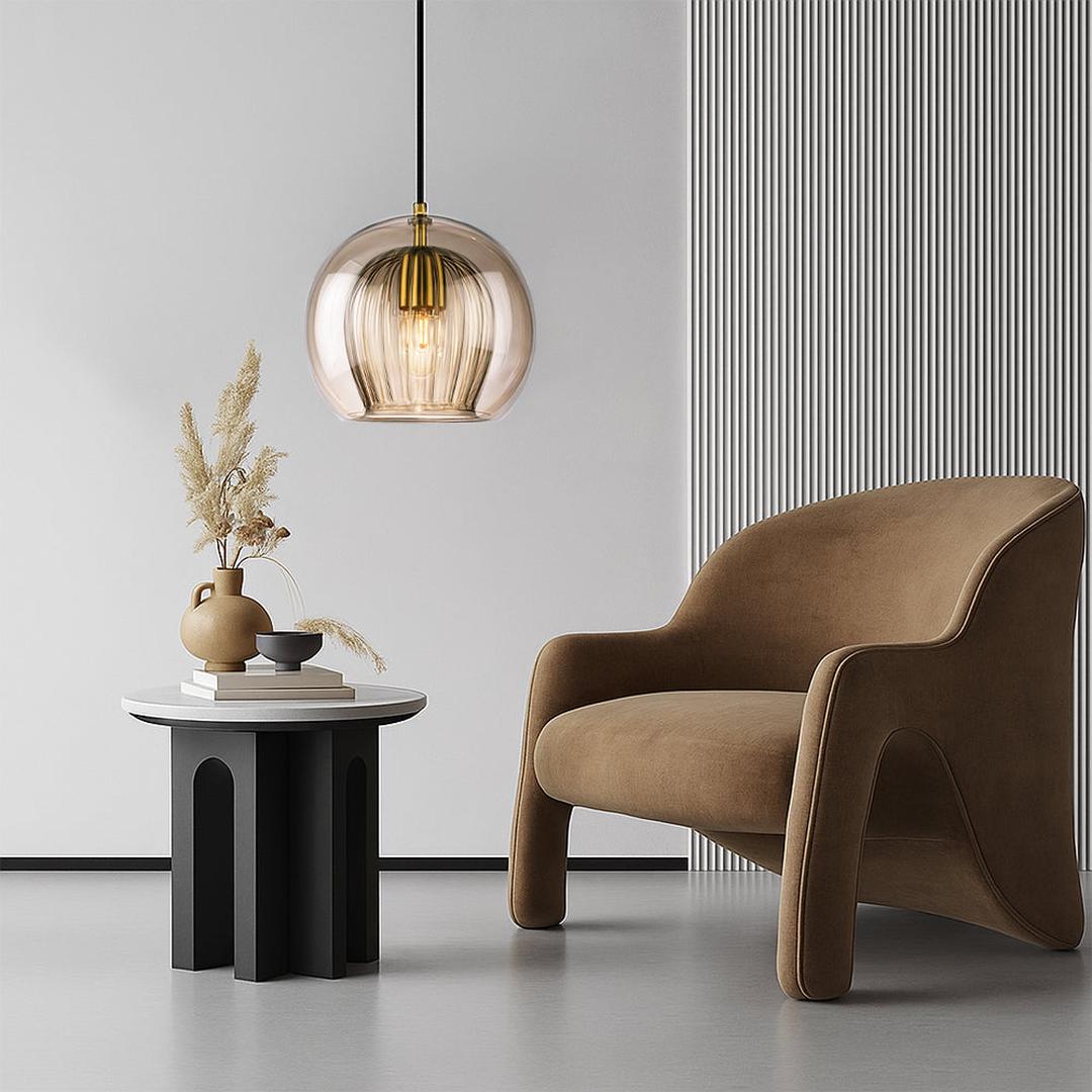 Okrągła Szklana Lampa Wisząca Do Kuchni – widok produktu 6 | Nuvira Home