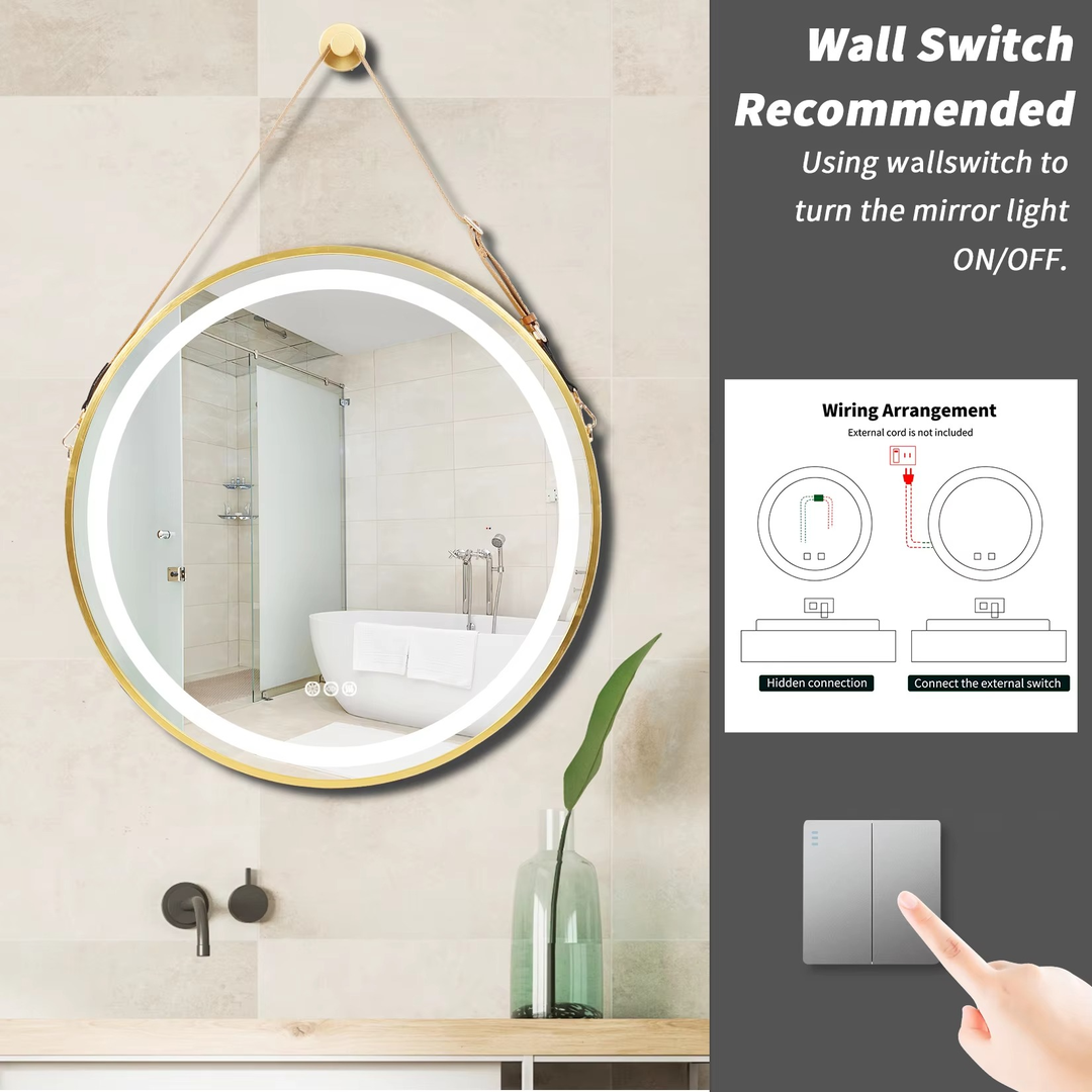 Okrągłe Lustro Łazienkowe LED Z Podświetleniem Tylnym – widok produktu 6 | Nuvira Home