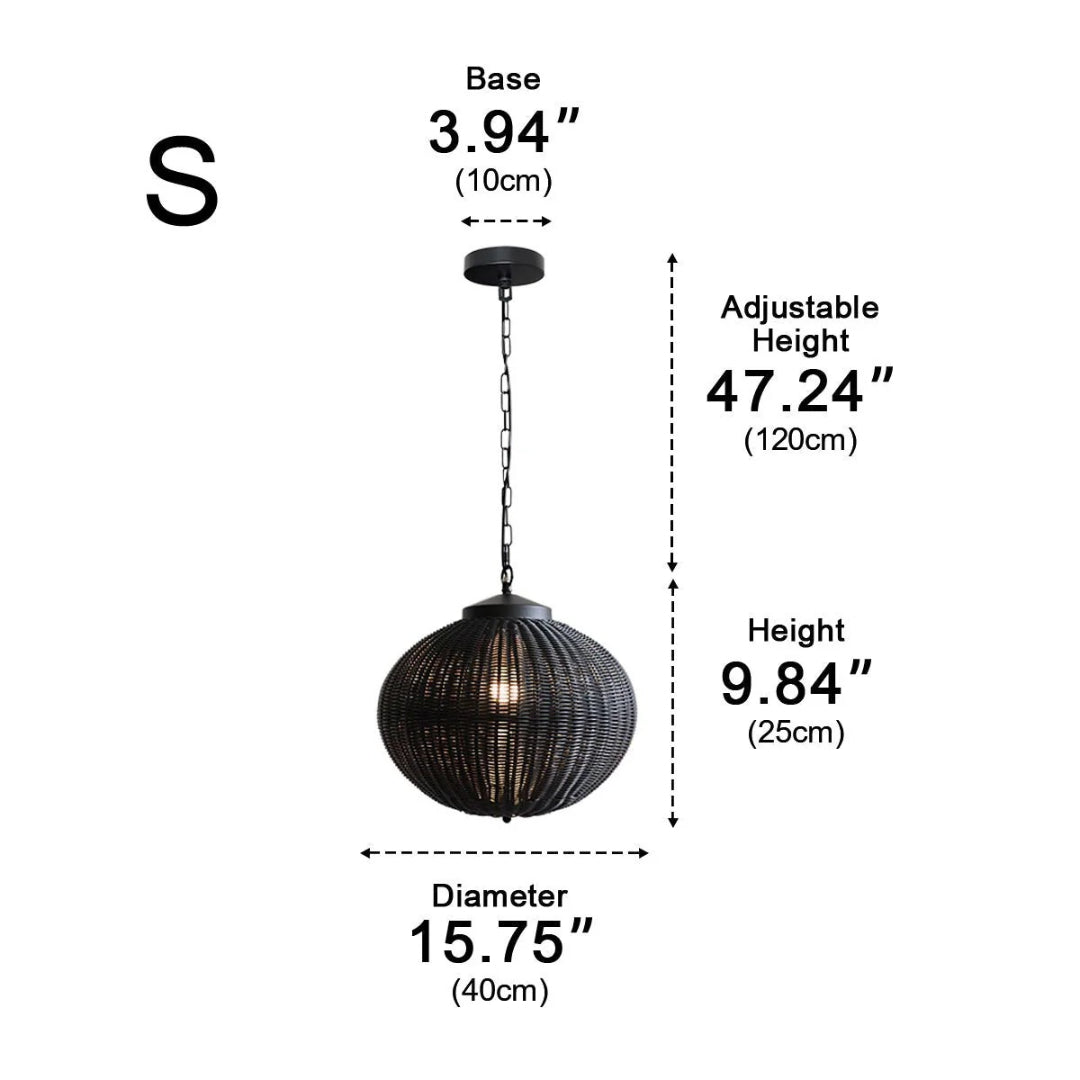 Okrągły rattanowy zewnętrzny lampion wiszący – widok produktu 12 | Nuvira Home