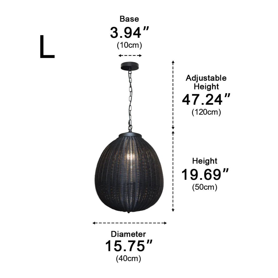 Okrągły rattanowy zewnętrzny lampion wiszący – widok produktu 14 | Nuvira Home