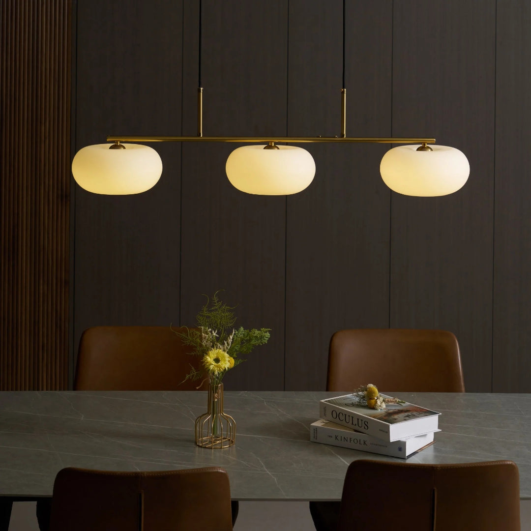 Owalna potrójna lampa wisząca ze szkła – widok produktu 7 | Nuvira Home