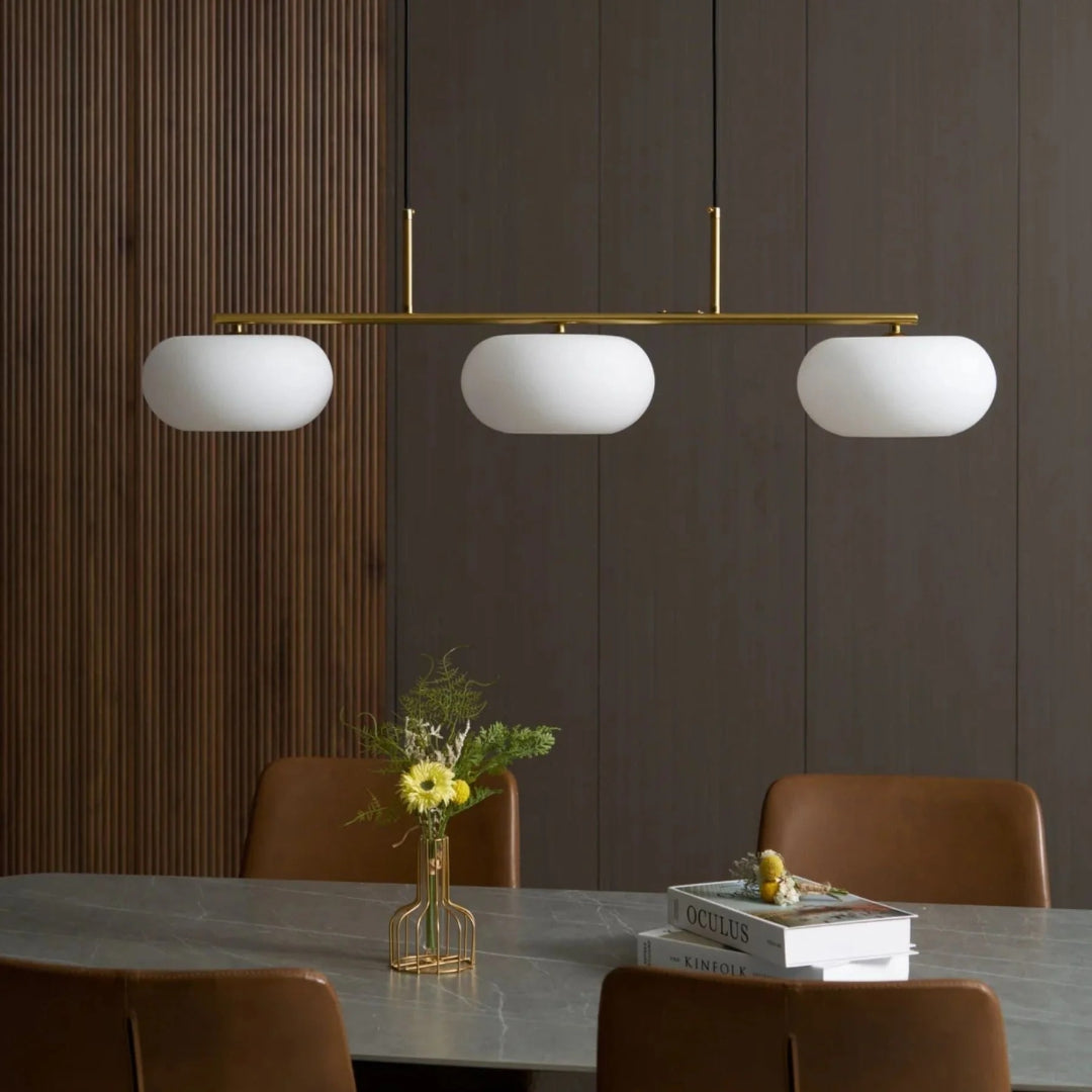 Owalna potrójna lampa wisząca ze szkła – widok produktu 12 | Nuvira Home