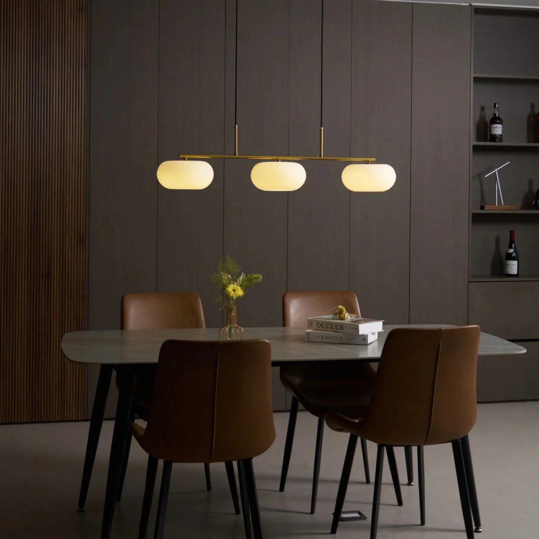 Owalna potrójna lampa wisząca ze szkła – widok produktu 13 | Nuvira Home