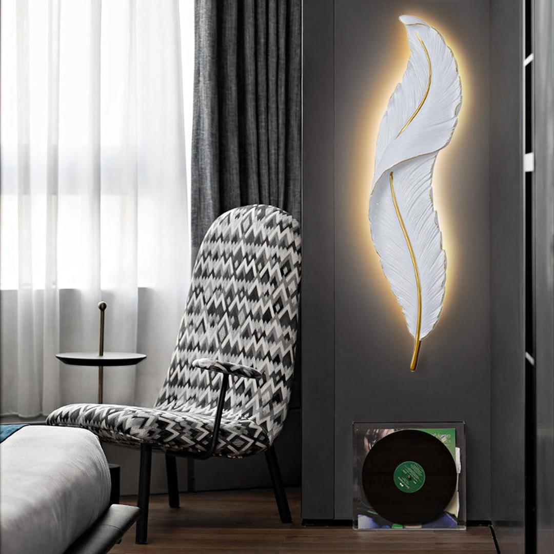 Piórkowa Lampa Ścienna LED Z Miękkim Światłem Dekoracyjnym – widok produktu 7 | Nuvira Home