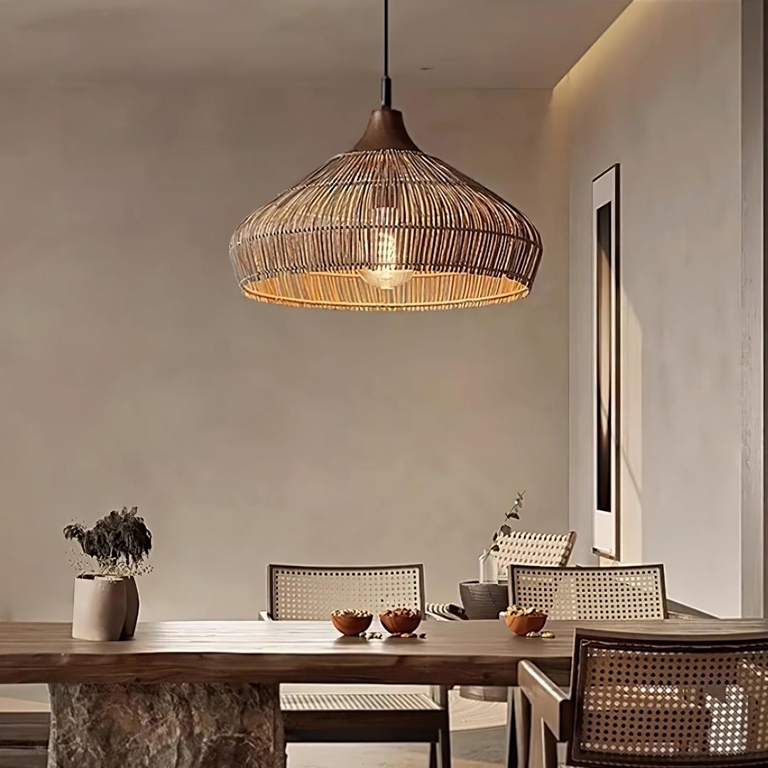 Pleciona Lampa Wisząca Z Rattanu W Stylu Boho – widok produktu 3 | Nuvira Home